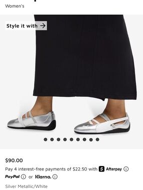 Puma Women's Silver Metallic and White Ballet-Style Flats